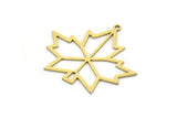 Brass Leaf Charm, 6 Raw Brass Plane Tree Leaf Charms With 1 Loop, Findings (27.5x31.5x0.60mm) SMP0712