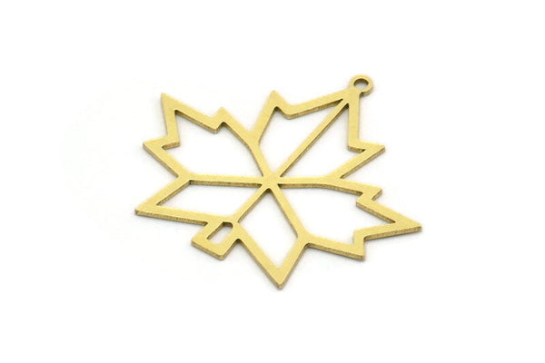 Brass Leaf Charm, 6 Raw Brass Plane Tree Leaf Charms With 1 Loop, Findings (27.5x31.5x0.60mm) SMP0712