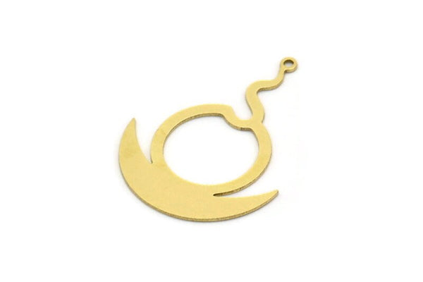 Brass Irregular Charm, 6 Raw Brass Irregular Shaped Charms With 1 Loop, Findings (33x25x0.60mm) SMP0714