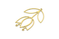 Brass Tulip Charm, 4 Raw Brass Tulip Charms With 3 Loops, Pendant Charms, Findings (41x28x0.60mm) SMP0718