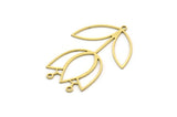 Brass Tulip Charm, 4 Raw Brass Tulip Charms With 3 Loops, Pendant Charms, Findings (41x28x0.60mm) SMP0718