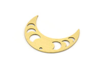 Brass Moon Charm, 8 Raw Brass Crescent Moon Charms With 1 Hole, Moon Phases Charms, Findings (29x10x0.60mm) SMP0720