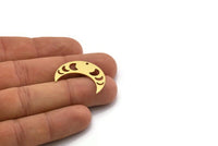 Brass Moon Charm, 8 Raw Brass Crescent Moon Charms With 1 Hole, Moon Phases Charms, Findings (29x10x0.60mm) SMP0720