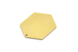 Brass Hexagon Charm, 6 Raw Brass Hexagon Charms With 1 Hole, Findings (25x19x0.80mm) SMP0721