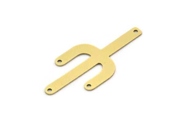 Brass Cactus Charm, 10 Raw Brass Cactus Charms With 4 Holes, Findings (36x16x0.60mm) SMP0723