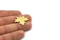 Brass Leaf Charm, 6 Raw Brass Plane Tree Leaf Charms With 1 Loop, Findings (27x30x0.60mm) SMP0726
