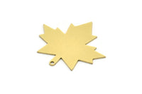 Brass Leaf Charm, 6 Raw Brass Plane Tree Leaf Charms With 1 Loop, Findings (27x30x0.60mm) SMP0726