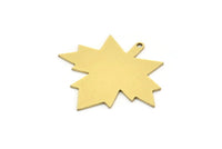 Brass Leaf Charm, 6 Raw Brass Plane Tree Leaf Charms With 1 Loop, Findings (27x30x0.60mm) SMP0726