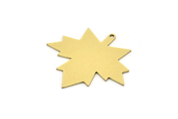Brass Leaf Charm, 6 Raw Brass Plane Tree Leaf Charms With 1 Loop, Findings (27x30x0.60mm) SMP0726