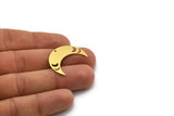 Brass Moon Charm, 8 Raw Brass Crescent Moon Charms With 1 Hole, Findings (29x10x0.60mm) SMP0729