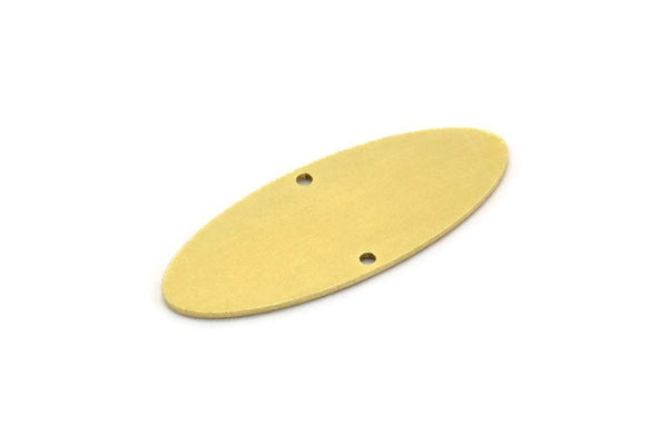 Brass Oval Charm, 6 Raw Brass Oval Charms With 2 Holes, Earring Charms (32x13x0.80mm) SMP0730