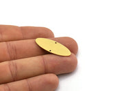 Brass Oval Charm, 6 Raw Brass Oval Charms With 2 Holes, Earring Charms (32x13x0.80mm) SMP0730