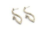 Earring Studs, 2 Antique Silver Plated Brass - Irregular Shaped Stud Earrings With Pad For 7mm Stone (47x17x1.8mm) N2416 H0079