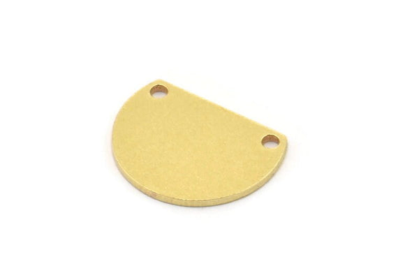 Brass D Shaped Charm, 12 Raw Brass D Shaped Charms With 2 Holes, Connectors, Findings (12x16x0.80mm) A2752