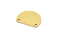 Brass D Shaped Charm, 12 Raw Brass D Shaped Charms With 2 Holes, Connectors, Findings (12x16x0.80mm) A2752