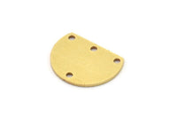 Brass D Shaped Charm, 12 Raw Brass D Shaped Charms With 4 Holes, Connectors, Findings (12x16x0.80mm) A2751