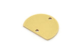 Brass D Shaped Charm, 12 Raw Brass D Shaped Charms With 2 Holes, Connectors, Findings (12x16x0.80mm) A2625