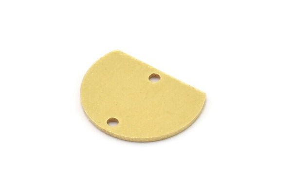 Brass D Shaped Charm, 12 Raw Brass D Shaped Charms With 2 Holes, Connectors, Findings (12x16x0.80mm) A2625