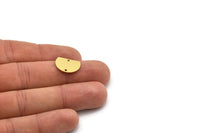 Brass D Shaped Charm, 12 Raw Brass D Shaped Charms With 2 Holes, Connectors, Findings (12x16x0.80mm) A2625