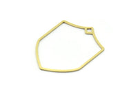 Brass Shield Charm, 2 Raw Brass Shield Charms With 1 Loop, Geometric Findings (38x29.5x0.80mm) SMP0731