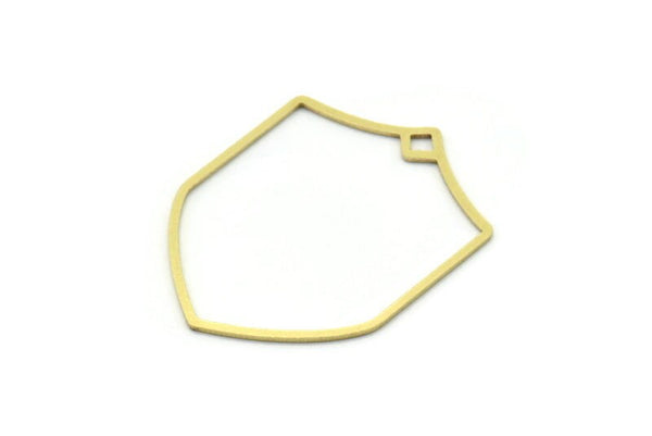 Brass Shield Charm, 2 Raw Brass Shield Charms With 1 Loop, Geometric Findings (38x29.5x0.80mm) SMP0731