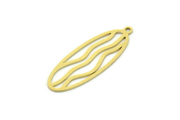 Brass Oval Charm, 8 Raw Brass Oval Charms With 1 Loop, Earring Charms (30x11x0.60mm) SMP0734