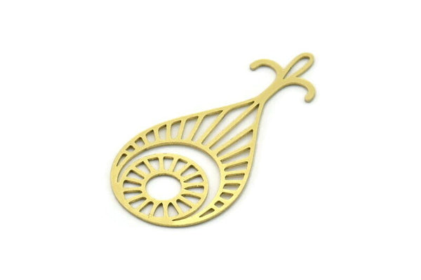Brass Drop Charm, 6 Raw Brass Drop Charms With 1 Loop, Earrings, Findings (40x19.5x0.60mm) SMP0735