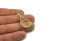 Brass Drop Charm, 6 Raw Brass Drop Charms With 1 Loop, Earrings, Findings (40x19.5x0.60mm) SMP0735