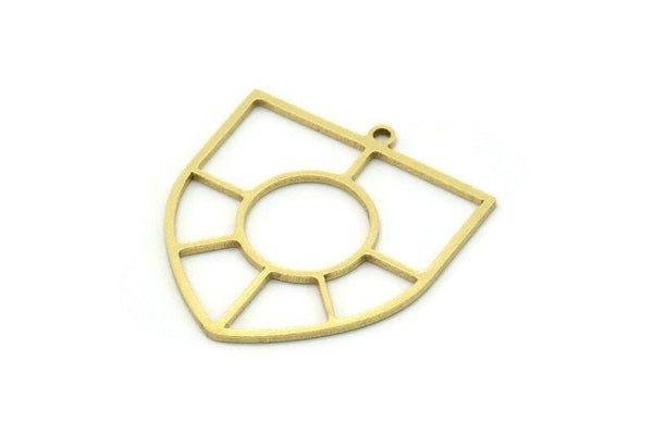 Brass Shield Charm, 4 Raw Brass Shield Charms With 1 Loop, Geometric Findings (27x24x0.80mm) SMP0737