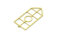 Brass Shield Charm, 4 Raw Brass Shield Charms With 1 Loop, Geometric Findings (41x19.5x0.80mm) SMP0738