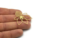 Brass Rainbow Charm, 2 Raw Brass Lotus Flower Charms With 1 Loop, Charm Pendants, Earring Findings (41x34x0.60mm) SMP0739