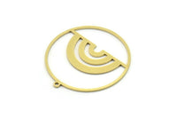 Brass Round Charm, 2 Raw Brass Round Charm With 1 Loop, Charm Pendants (34x32x0.80mm) SMP0745