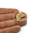 Brass Round Charm, 2 Raw Brass Round Charm With 1 Loop, Charm Pendants (34x32x0.80mm) SMP0745