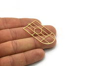 Brass D Shaped Charm, 2 Raw Brass D Shaped Charms With 1 Loop, Earrings, Findings (44x23x0.80mm) SMP0747