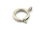 18mm Spring Ring Clasps, 4 Antique Silver Plated Brass Round Spring Ring Clasps with 1 Loop (18mm) BS 2356