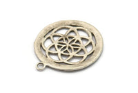 Gümüş Yuvarlak Charm, Antik Gümüş Kaplama Pirinç Yuvarlak Charm, 1 Halka, Kolye Uçları, Bulgular (34 mm) N0264