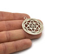 Gümüş Yuvarlak Charm, Antik Gümüş Kaplama Pirinç Yuvarlak Charm, 1 Halka, Kolye Uçları, Bulgular (34 mm) N0264