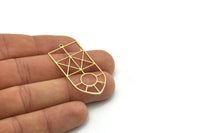 Brass Shield Charm, 2 Raw Brass Shield Charms With 1 Loop, Geometric Findings (44x21x0.80mm) SMP0751