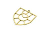Brass Shield Charm, 4 Raw Brass Shield Charms With 1 Loop, Geometric Findings (26x23x0.80mm) SMP0753