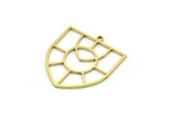 Brass Shield Charm, 4 Raw Brass Shield Charms With 1 Loop, Geometric Findings (26x23x0.80mm) SMP0753