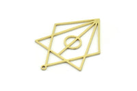 Brass Diamond Charm, 4 Raw Brass Diamond Charms With 1 Loop, Findings (37x26x0.80mm) SMP0754