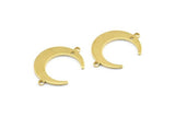 Brass Moon Charm, 24 Raw Brass Crescent Moon Charms With 2 Loops and 1 Hole, Connectors (22x17x1mm) D0765