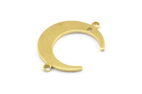 Brass Moon Charm, 24 Raw Brass Crescent Moon Charms With 2 Loops and 1 Hole, Connectors (22x17x1mm) D0765