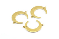 Brass Moon Charm, 24 Raw Brass Crescent Moon Charms With 2 Loops and 1 Hole, Connectors (22x17x1mm) D0765