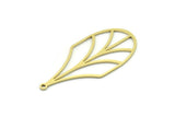 Brass Leaf Charm, 4 Raw Brass Leaf Charms With 1 Loop, Charm Pendants (40x18x0.80mm) SMP0758