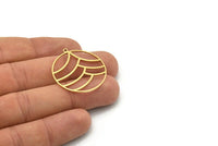 Brass Round Charm, 4 Raw Brass Round Charm With 1 Loop, Charm Pendants (32x30x0.80mm) SMP0759