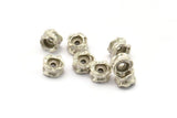 Rondelle 10mm Spacer Bead, 6 Antique Silver Plated Brass Rondelle Beads, Findings (10x5.4mm) N0278