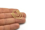 Brass Charm, Brass Pendant, Charm Pendant, 4 Raw Brass U Shaped Charm With 1 Loop, Findings (36x25x0.60mm) SMP0762