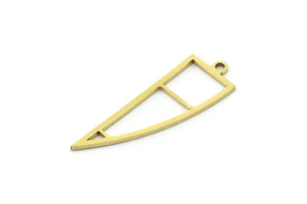 Brass Irregular Charm, 10 Raw Brass Irregular Shaped Charms With 1 Loop, Findings (29x9.5x0.80mm) SMP0764