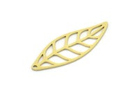 Brass Leaf Charm, 8 Raw Brass Leaf Charms With 1 Hole, Charm Pendants, Findings (33x12x0.60mm) SMP0770